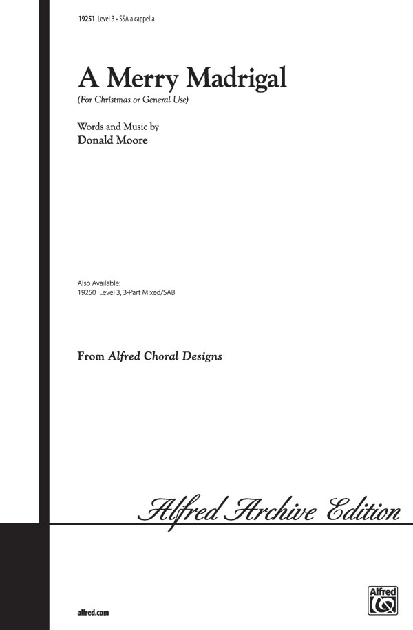 A Merry Madrigal For Christmas Or General Use Choral Octavo