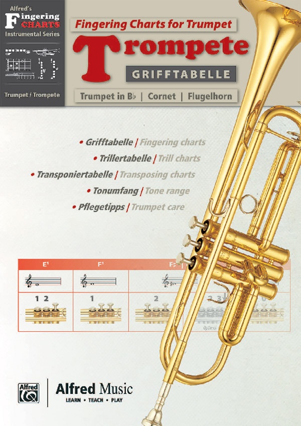 Grifftabelle Trompete ❘ Fingering Charts For Trumpet Zweisprachige Grifftabelle füR Trompete In Bb, Kornett Und FlüGelhorn Mit Triller- Und Transponiertabelle Sowie Tipps Zu Pflege Und Tonumfang Book