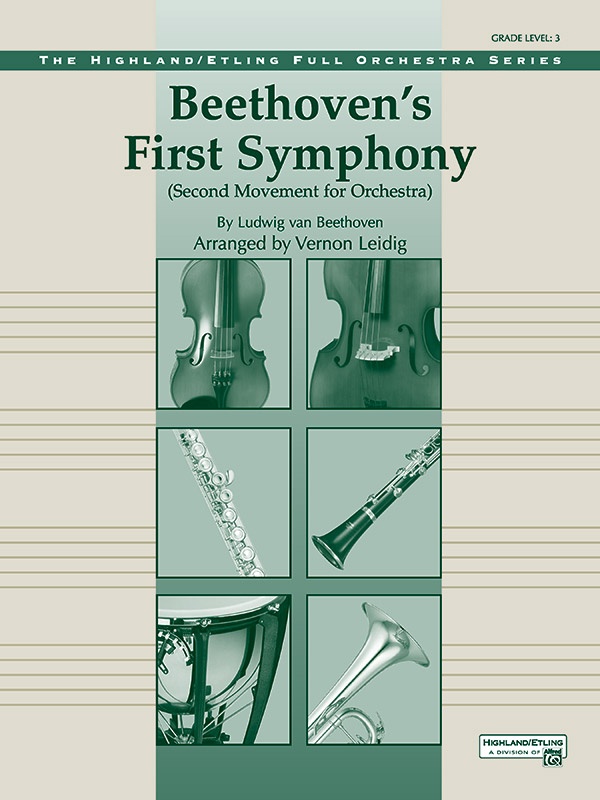 Beethoven's First Symphony Second Movement For Orchestra Conductor Score & Parts