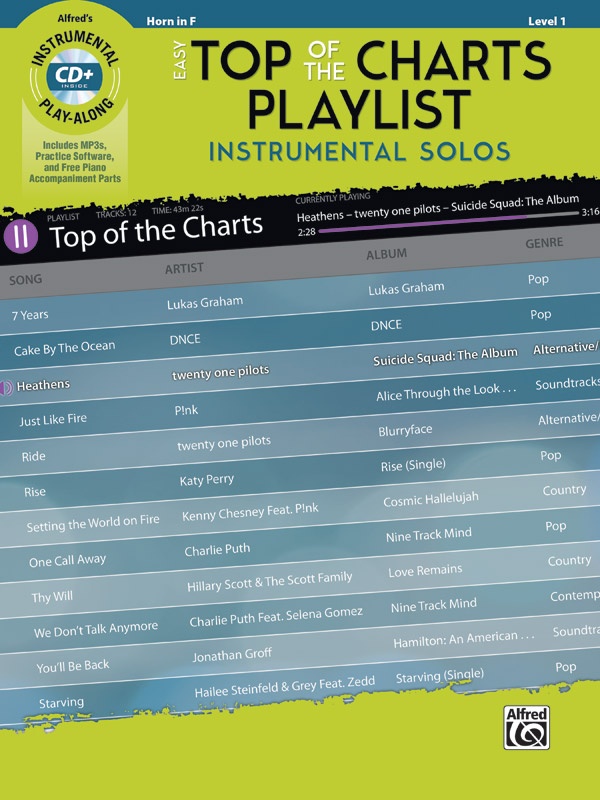 Easy Top Of The Charts Playlist Instrumental Solos Book & Cd