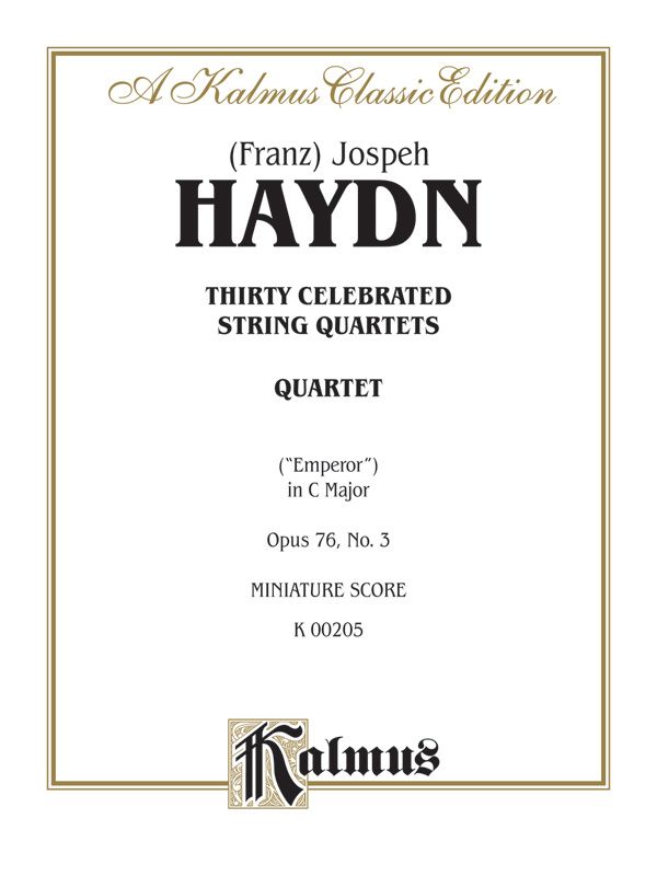 String Quartet No. 77 In C Major, Opus 76, No. 3 Miniature Score