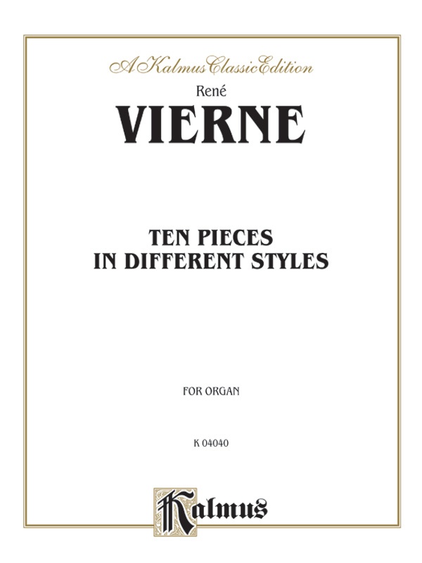 Ten Pieces In Different Styles For Organ (1St Suite) Book