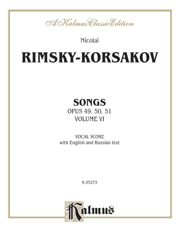 Songs, Volume Vi (Opus 49, 50, 51) Vocal Score With English And Russian Text Book