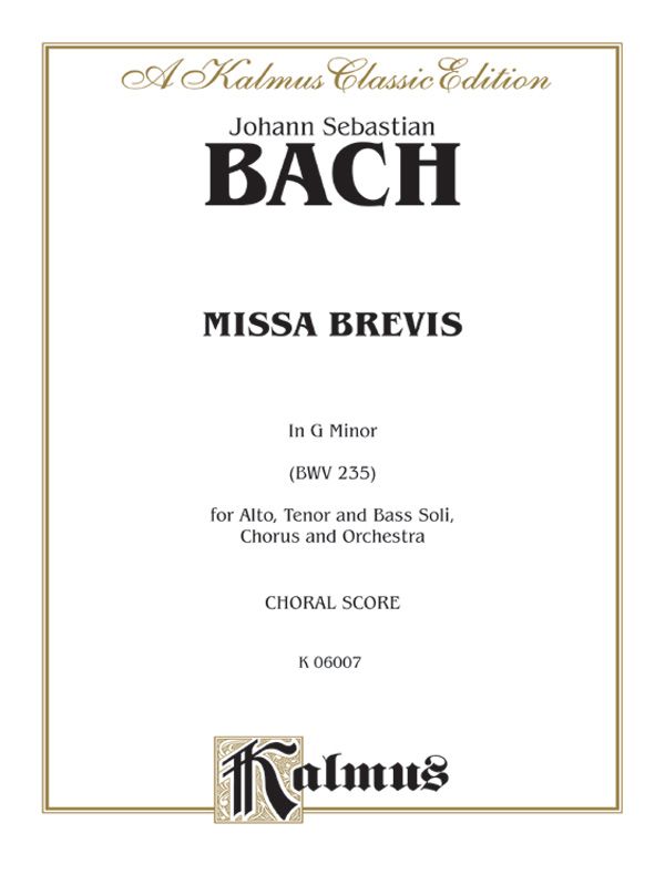 Missa Brevis In G Minor (Bwv 235) Book