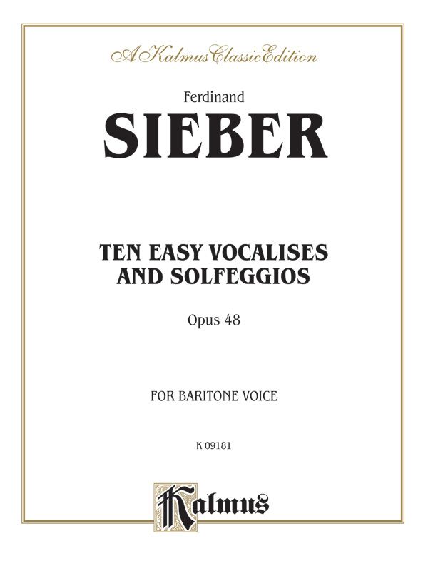 Ten Easy Vocalises And Solfeggios (Opus 48) For Baritone Voice Book