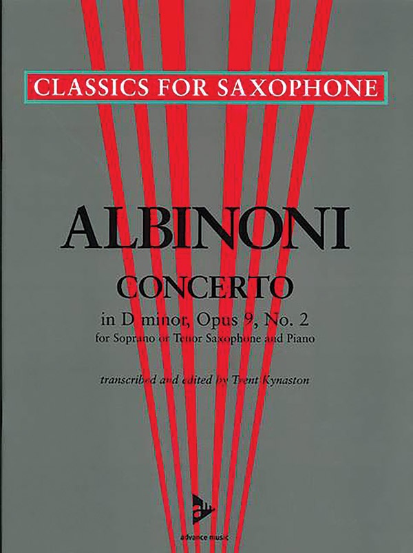 Concerto In D Minor Opus 9, No. 2 For Soprano Or Tenor Saxophone And Piano Conductor Score & Parts