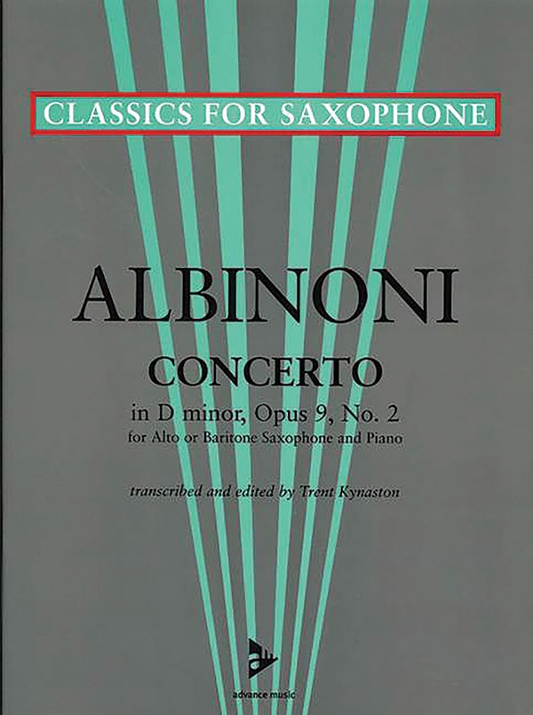 Concerto D Minor Opus 9, No. 2 For Alto Or Baritone Saxophone And Piano Score & Part