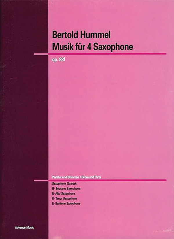 Musik füR 4 Saxophone Opus 88F Conductor Score & Parts