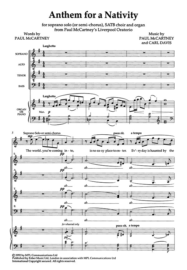 Anthem For A Nativity From The Liverpool Oratorio Choral Octavo