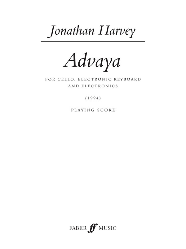 Advaya For Cello And Electronic Keyboard Score