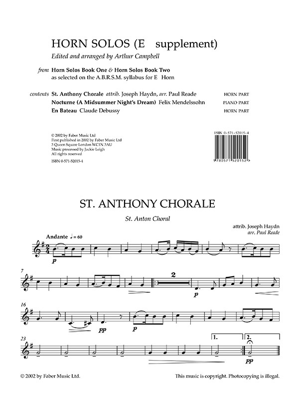 Horn Solos, Books One & Two Supplement Tenor Horn Supplement Book