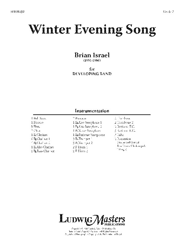 Winter Evening Song Score