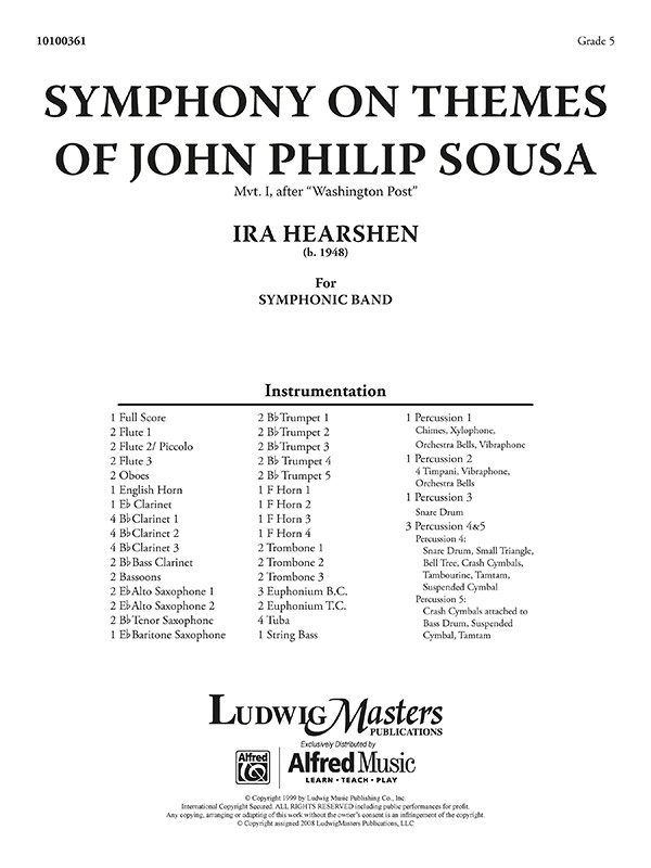 Symphony On Themes Of John Philip Sousa, Mvt. 1 After "The Washington Post" Conductor Score
