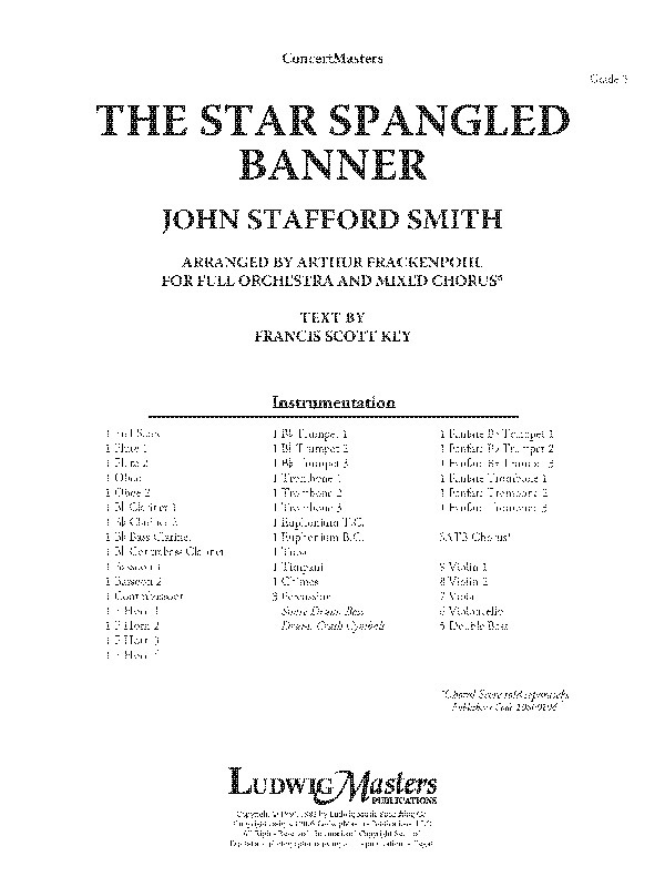 Star Spangled Banner, The (Full Orchestra With Chorus) Conductor Score