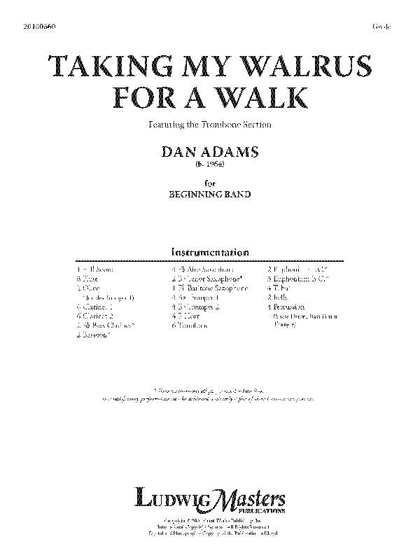 Taking My Walrus For A Walk Conductor Score