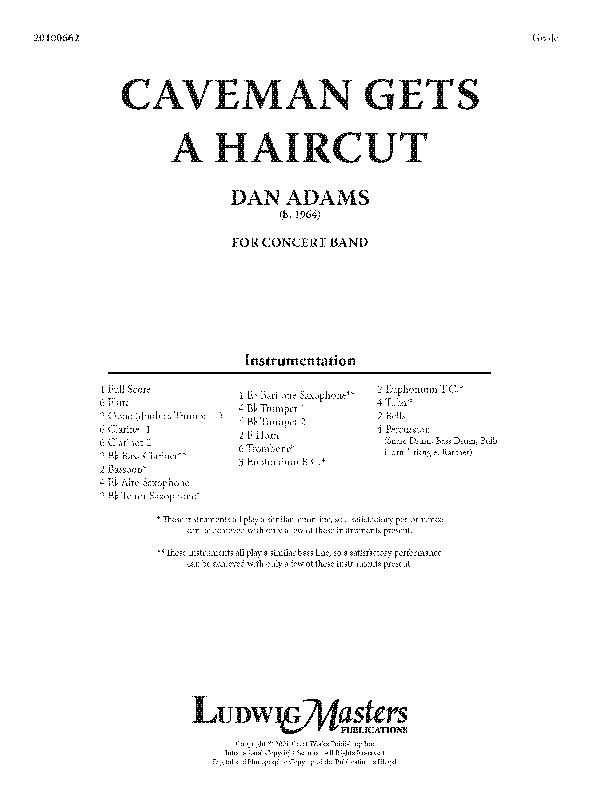 Caveman Gets A Haircut Conductor Score