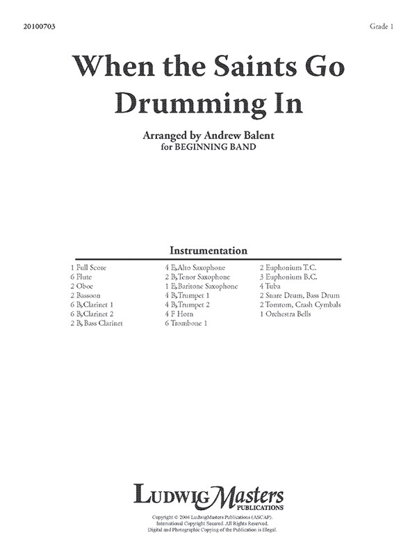 When The Saints Go Drumming In Full Score