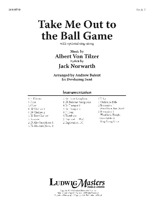 Take Me Out To The Ball Game Conductor Score