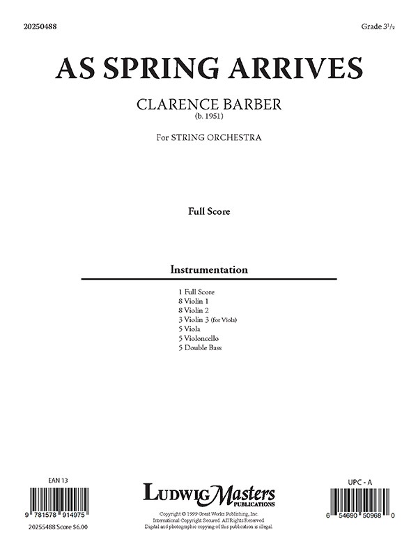 As Spring Arrives Conductor Score