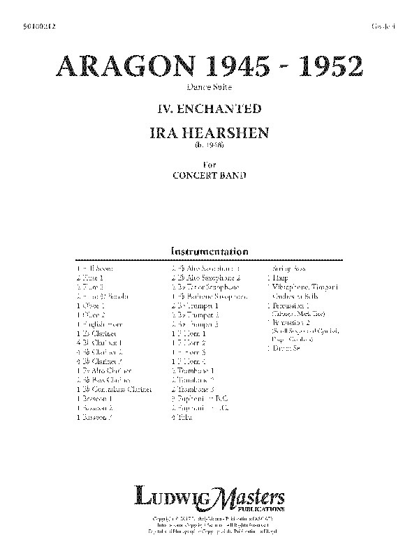 Aragon 1945-1952 (Dance Suite): Iv. Enchanted Conductor Score