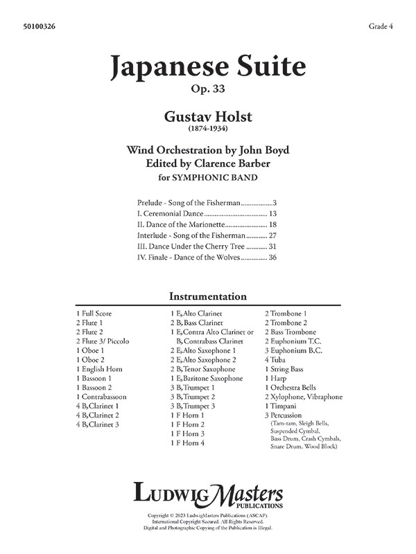 Japanese Suite, Op.33 Score