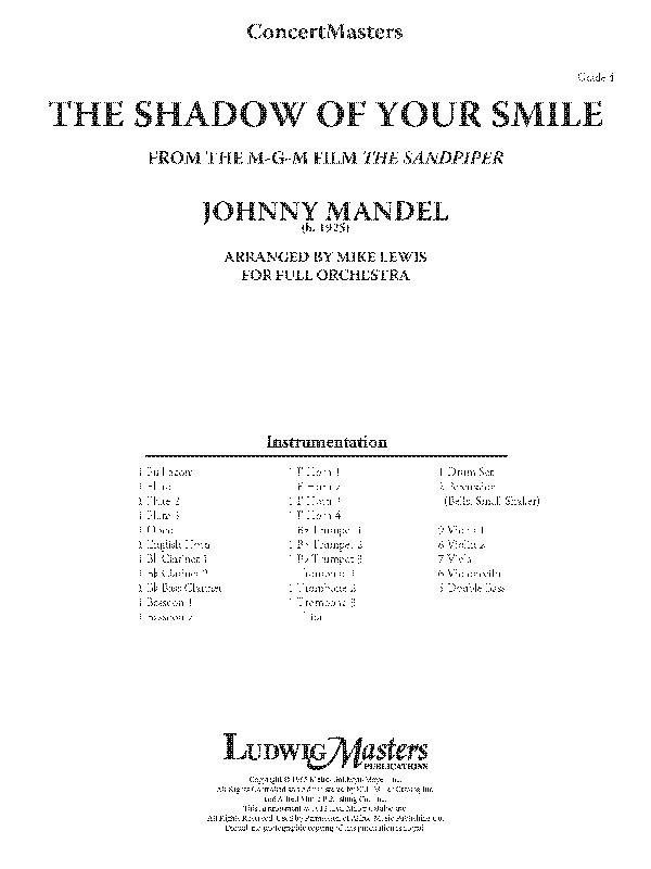 The Shadow Of Your Smile Conductor Score