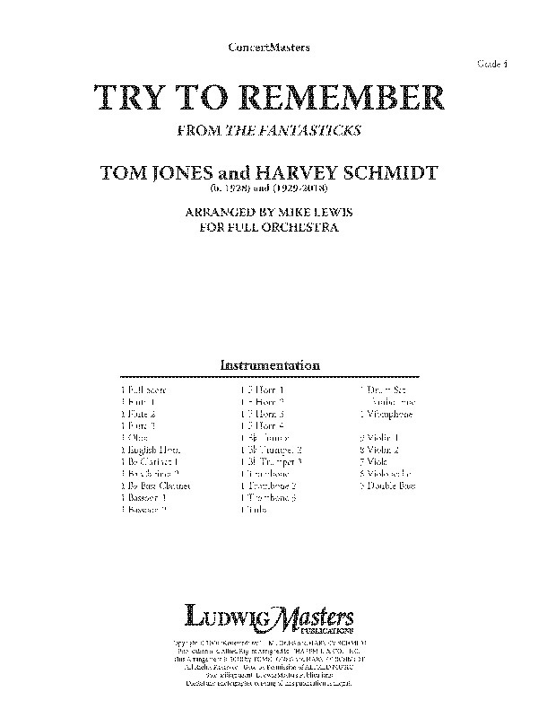 Try To Remember (From The Fantasticks) Conductor Score