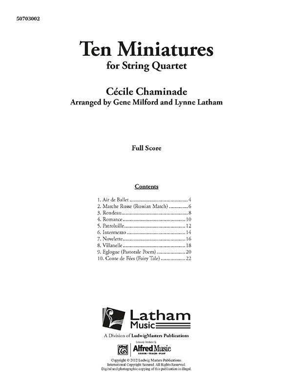 Ten Miniatures for String Quartet Conductor Score