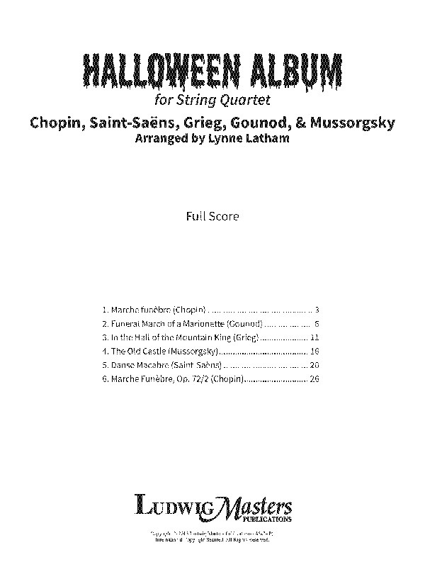Halloween Album For String Quartet Conductor Score