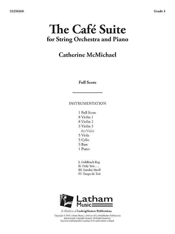 The Cafe Suite For String Orchestra And Piano Full Score