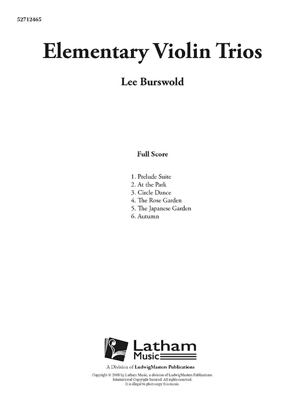 Elementary Violin Trios Score