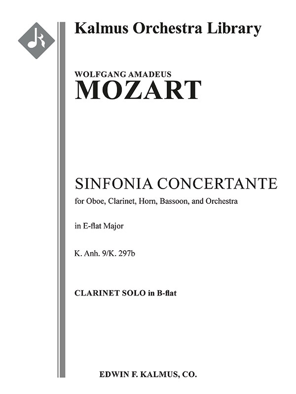 Sinfonia Concertante In Eb, K. Anh. 9/K. 297B (Konzertantes Quartett) Solo Clarinet Part