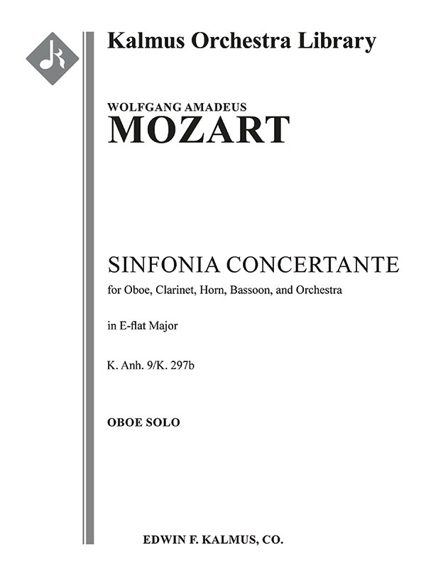 Sinfonia Concertante In Eb, K. Anh. 9/K. 297B (Konzertantes Quartett) Solo Oboe Part