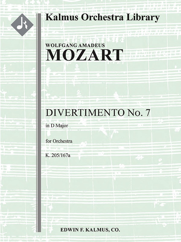 Divertimento No. 7 In D, K. 205/167A Score And Parts