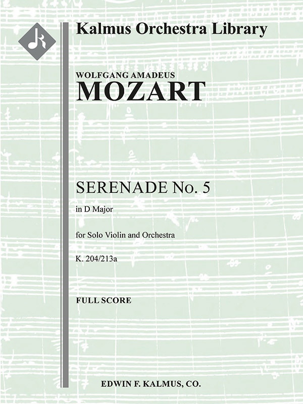 Serenade No. 5 In D, K. 204/213A Conductor Score