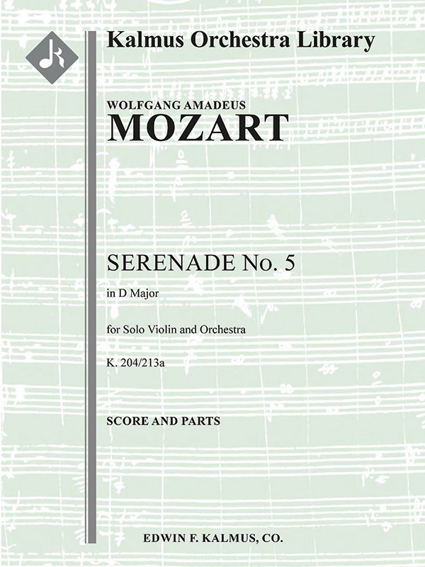 Serenade No. 5 In D, K. 204/213A Conductor Score & Parts