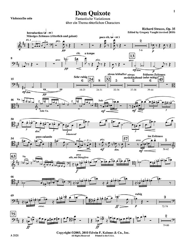 Don Quixote For Cello And Orchestra, Op. 35 Solo Violoncello