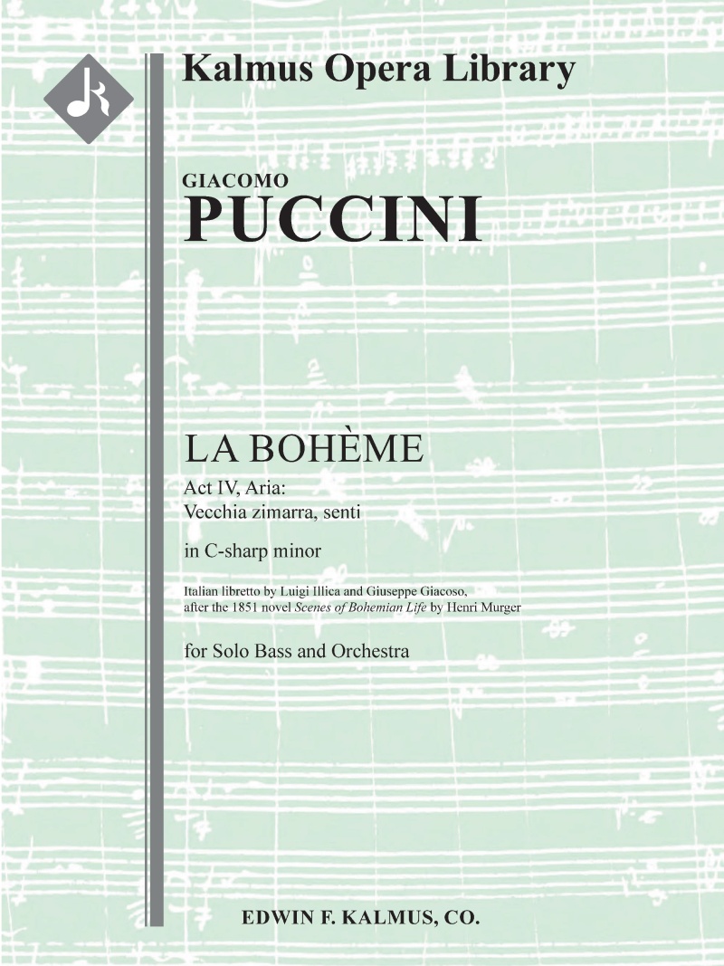 Boheme, La: Act Iv, Aria: Vecchia Zimarra, Senti (Bass) Conductor Score