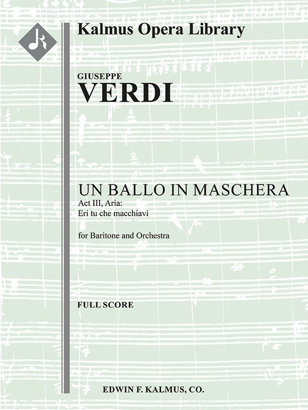Un Ballo In Maschera: Act Iii, Aria: Eri Tu Che Macchiavi Conductor Score