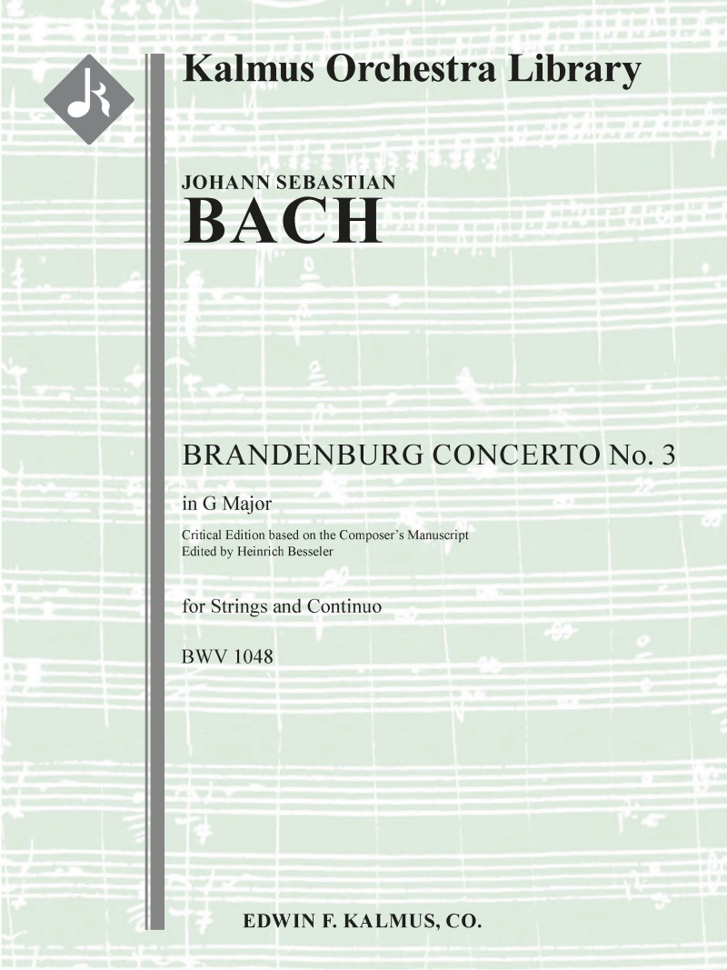 Brandenburg Concerto No. 3 In G, Bwv 1048 (Critical Edition) Conductor Score & Parts