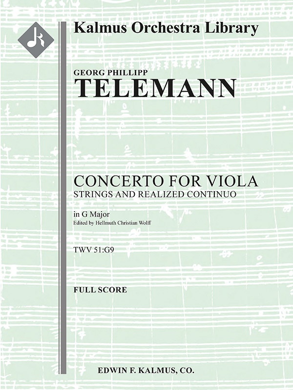 Concerto For Viola In G, Twv 51:G9 Conductor Score