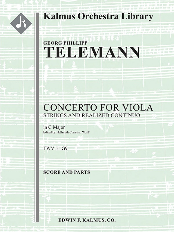 Concerto For Viola In G, Twv 51:G9 Conductor Score & Part(S)