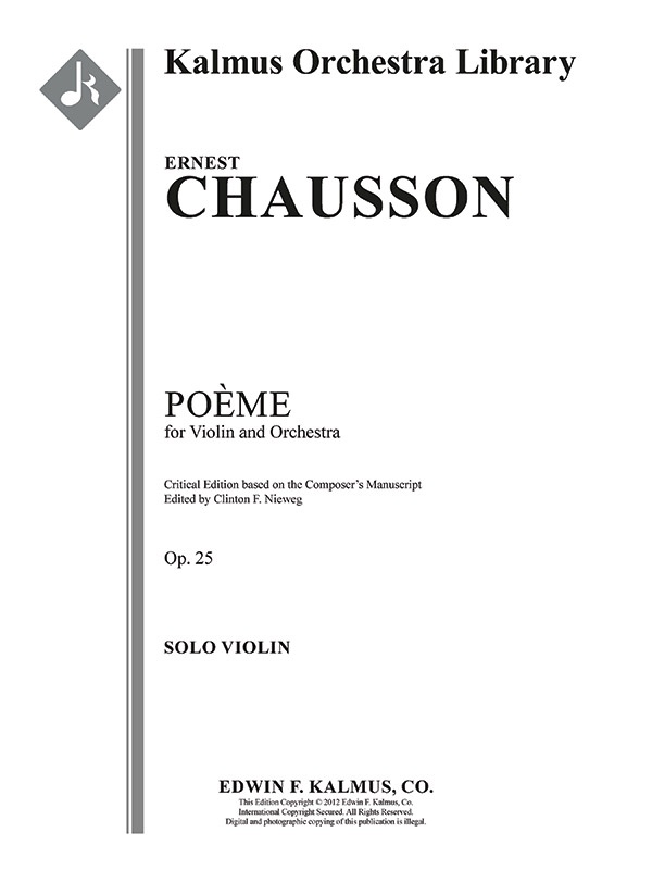 Poeme For Violin And Orchestra, Op. 25 Part(S)