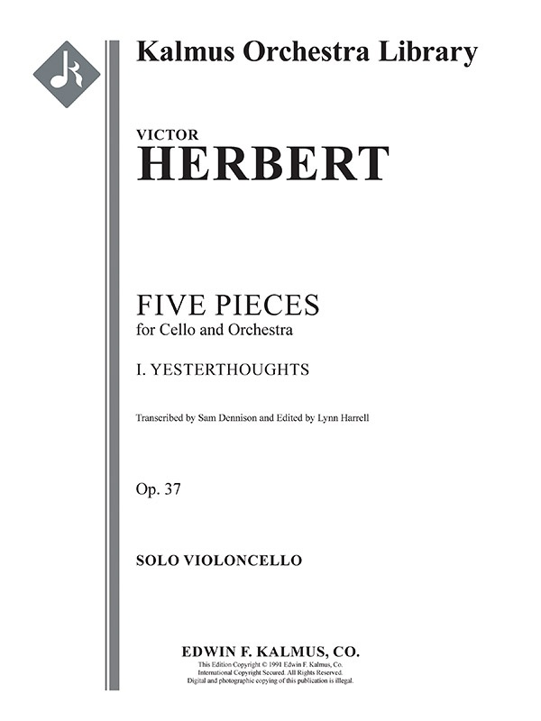 Five Pieces For Cello And Orchestra: I. Yesterthoughts, Op. 37 Solo Part