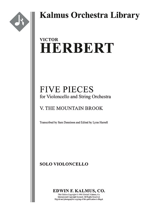 Five Pieces For Cello And Orchestra: V. The Mountain Brook Solo Part
