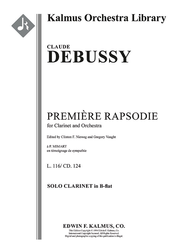 Premiere Rapsodie Pour Clarinet Et Orchestre (First Rhapsody For Clarinet & Orchestra) Solo Clarinet