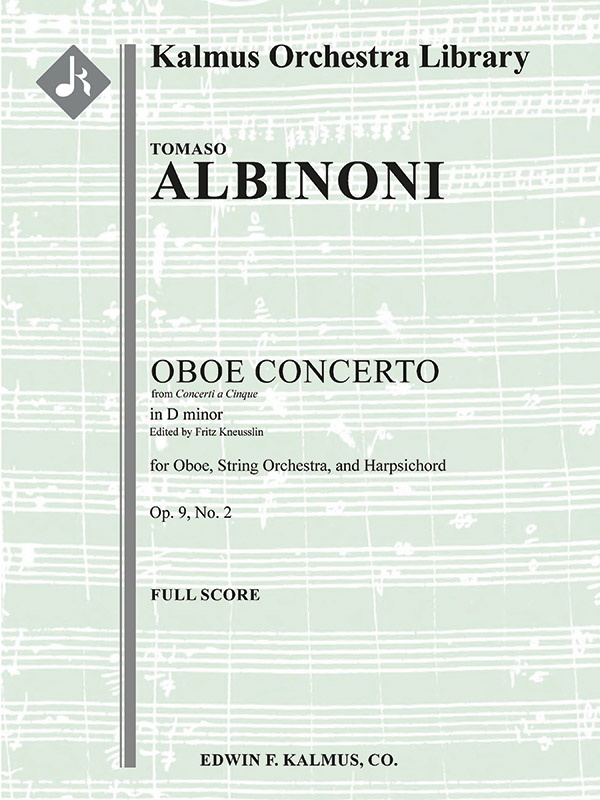 Concerto A Cinque In D Minor, Op. 9, No. 2 (Concerto For Oboe In D Minor, Op. 9/2) Conductor Score