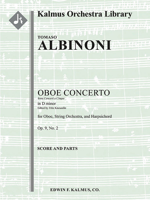 Concerto A Cinque In D Minor, Op. 9, No. 2 (Concerto For Oboe In D Minor, Op. 9/2) Conductor Score & Parts
