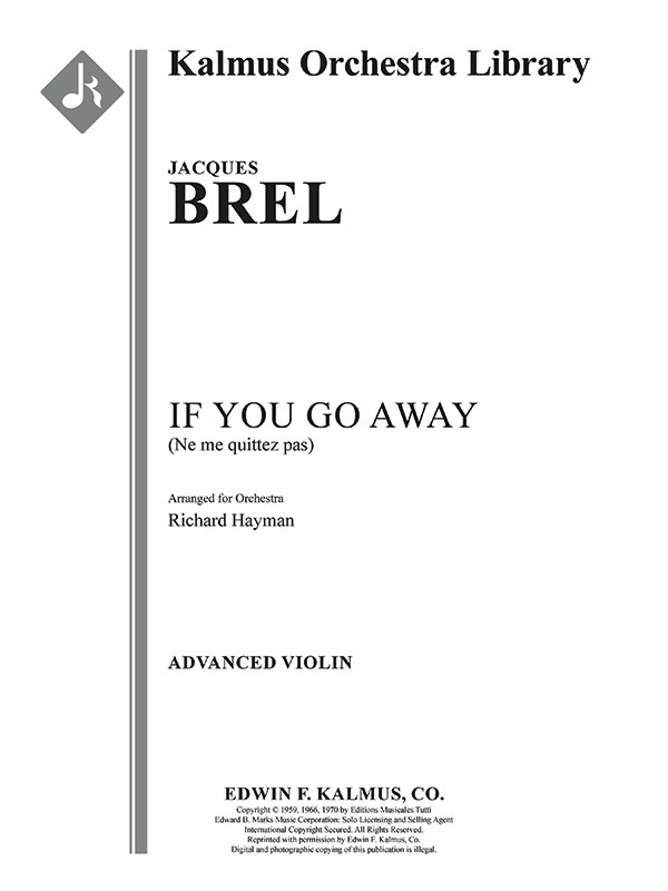 If You Go Away (Ne Me Quitte Pas) Advanced Violin Part