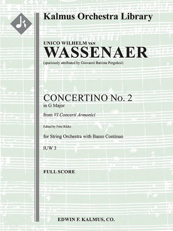 Concerti Armonici: Concertino No. 2 In G (Spuriously Attributed To Pergolesi) Full Score